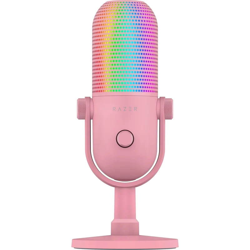 Razer Seiren V3 Chroma RGB USB Microphone: Stream & Game Reactive Lighting TaptoMute Sensor Condenser Mic Digital Gain L