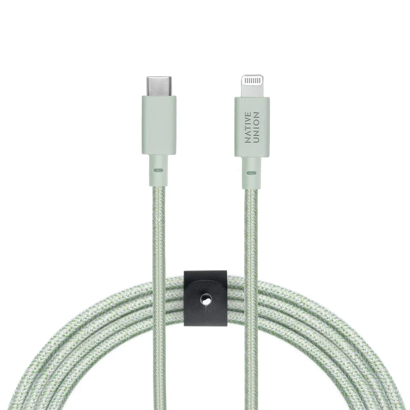 Native Union Belt Cable USBC to Lightning 10ft UltraStrong Reinforced Cable [MFi Certified] for iPhone 14, Phone 14 Plus, iP