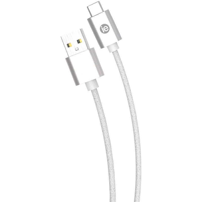 iEssentials IENBC6CWT Charge & Sync Braided USBC to USBA Cable, 6ft (White)