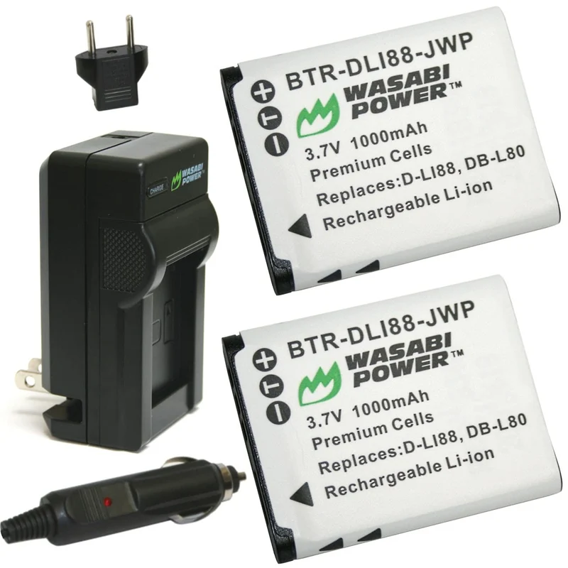 Wasabi Power Battery (2Pack) and Charger for Sanyo DBL80, DBL80AU, VPCCA100, VPCCA102, VPCCG10, VPCCG100, VPCCG102, VPC