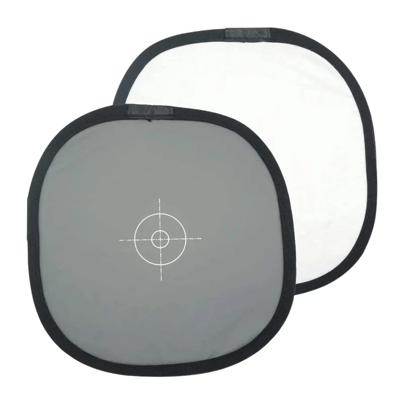 Foto&Tech DoubleSided 18% Gray Card and White Balance Disc, Gray and Neutral White Panel with Nylon Bag and Cable Tie, Collapsi