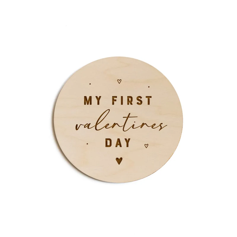 The Cotton & Canvas Co. My First Valentines Day Wooden Milestone Card, Babys First Year, Babys First Holiday, Baby Shower, New