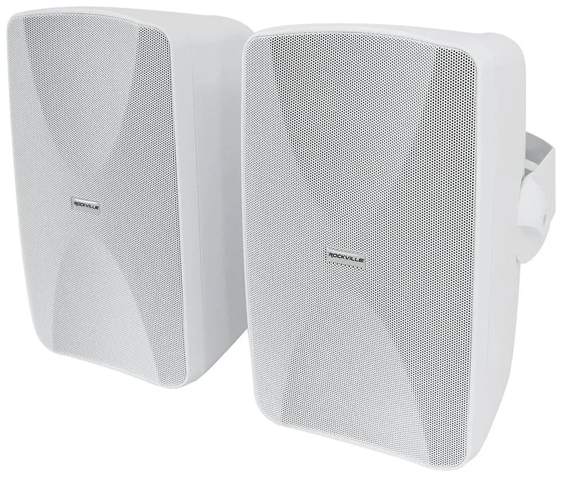 Rockville 2 WET6525W 6.5 70V Commercial Indoor/Outdoor Wall Speakers in White