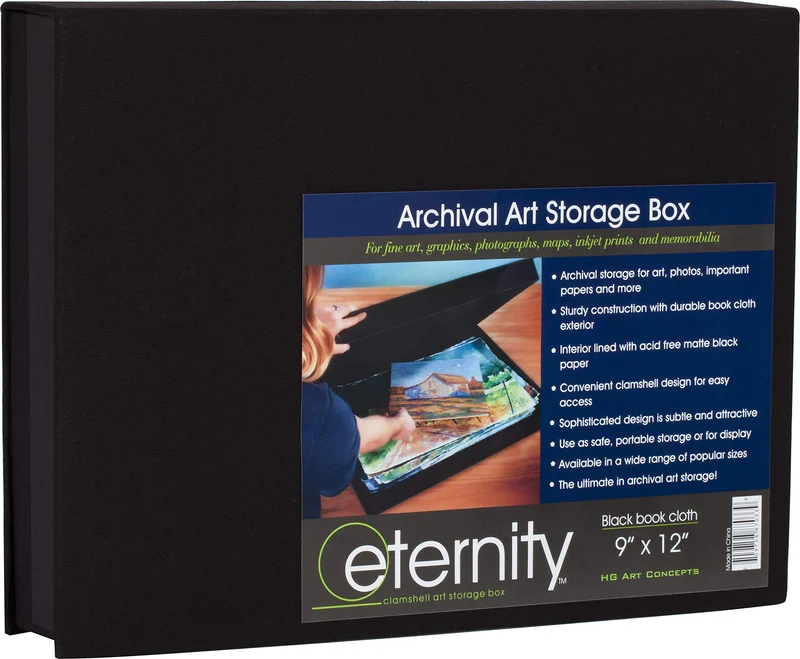 HG Concepts Art Photo Storage Box Eternity Archival Clamshell Box for Storing Artwork, Photos & Documents Deluxe AcidFree Sturd