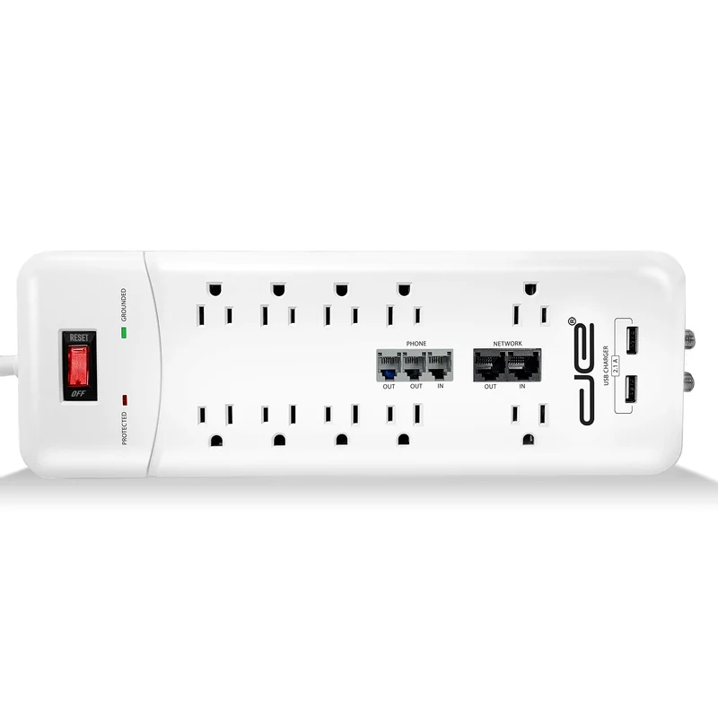Digital Energy 10Outlet Straight Plug 4050 Joules Heavy Duty Surge Protector (8 FT, WHT)