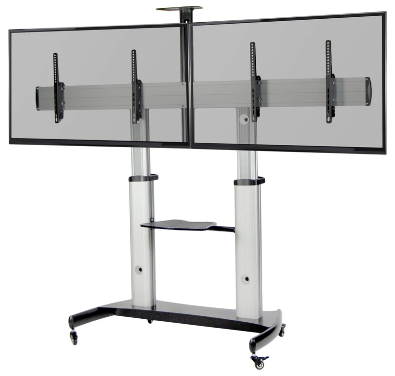 VIVO Ultra Heavy Duty Mobile TV Cart Stand for 32 to 70 inch Dual Screens up to 110 lbs Each, LCD LED OLED 4K Smart Flat, Curved