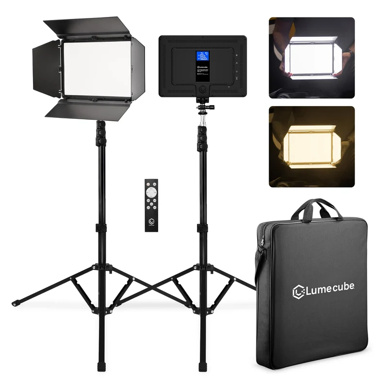 Lume Cube Studio Panel 2Point Lighting Kit | Edge Lit LED Bicolor Light Panels 3200k 5600k | Rechargeable Lithium Battery, Ad