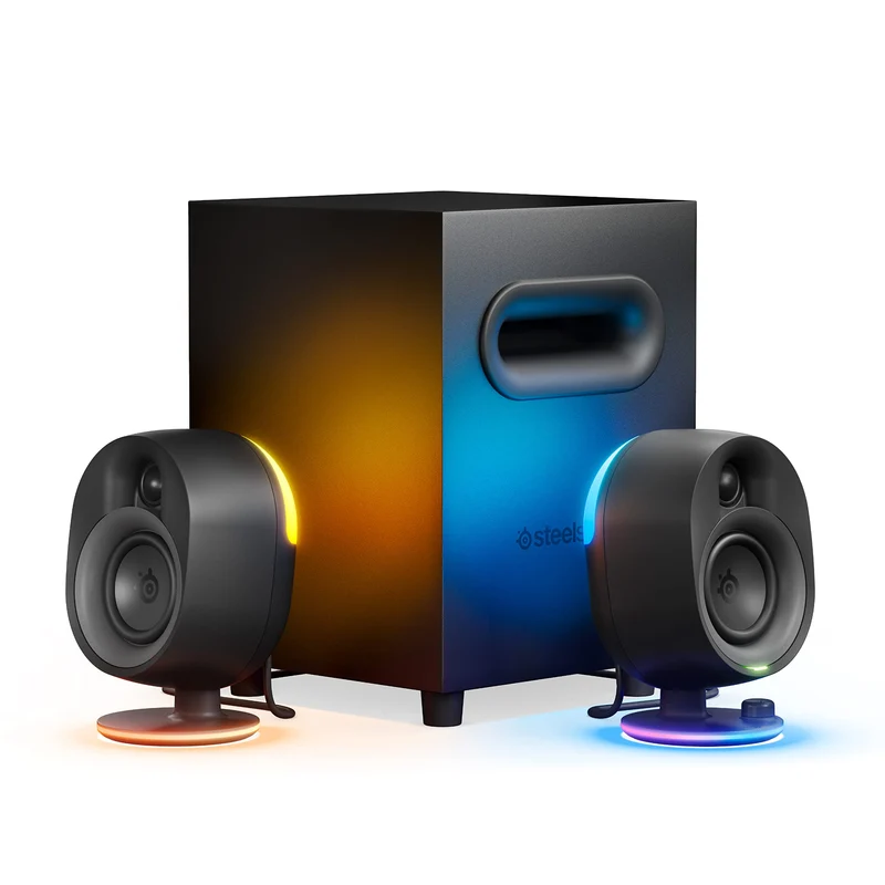 SteelSeries Arena 7 RGB Illuminated 2.1 Gaming Speakers with Powerful Bass, Subwoofer, and Bluetooth For PC, PlayStation, Mobi