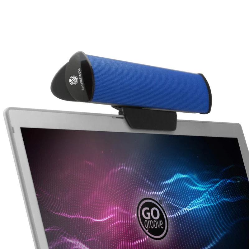 GOgroove SonaVERSE USB Speakers for Laptop Computer USB Powered Mini Sound Bar with ClipOn Portable External Speaker Design f