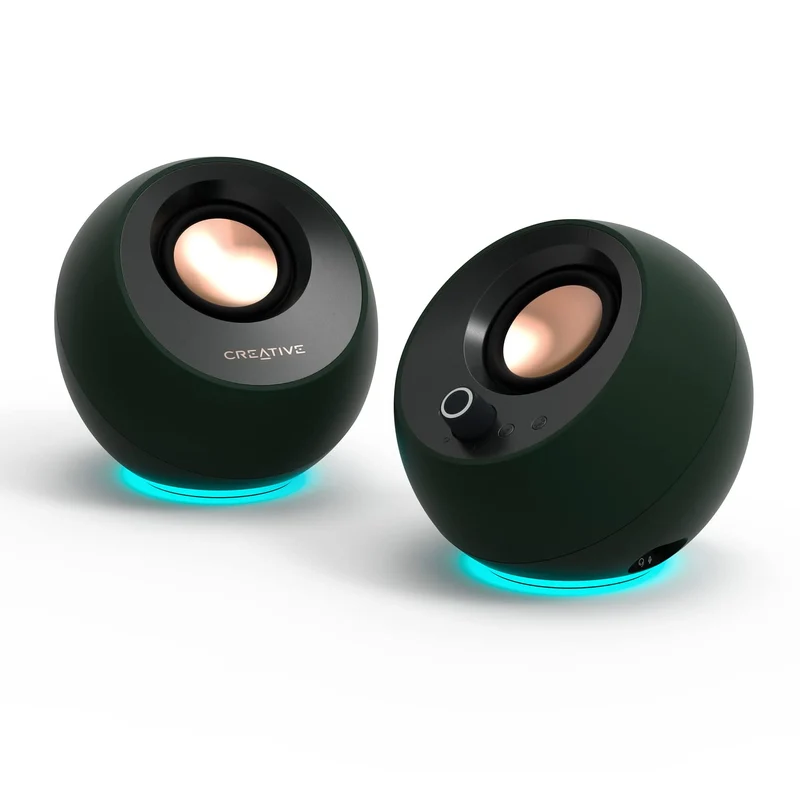 Creative Pebble Pro Minimalist 2.0 USBC Computer Speakers with Bluetooth 5.3 and Customizable RGB Lighting, Clear Dialog and Ba