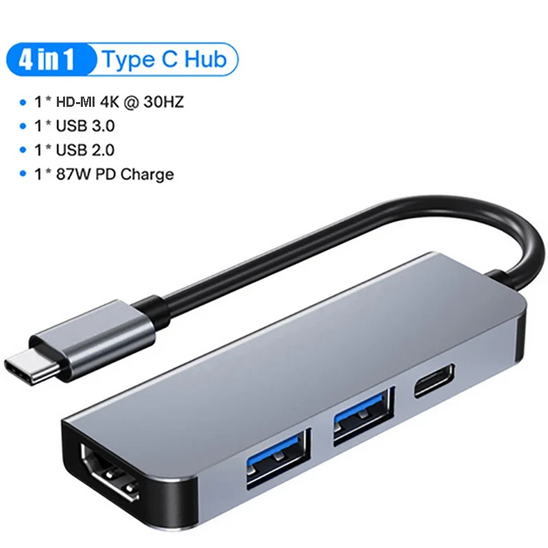 USB C Docking Station PD 100W USB C HUB Type C to HDMI-Compatible Adapter 4K 30Hz VGA RJ45 USB 3.0 HUB USB Splitter for MacBook