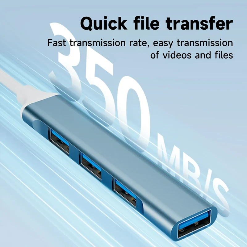 4-in-1 USB C Hub 3.0, Multi-Port OTG Adapter for Smartphones, Tablets, Laptops, Computers, Type-C Splitter