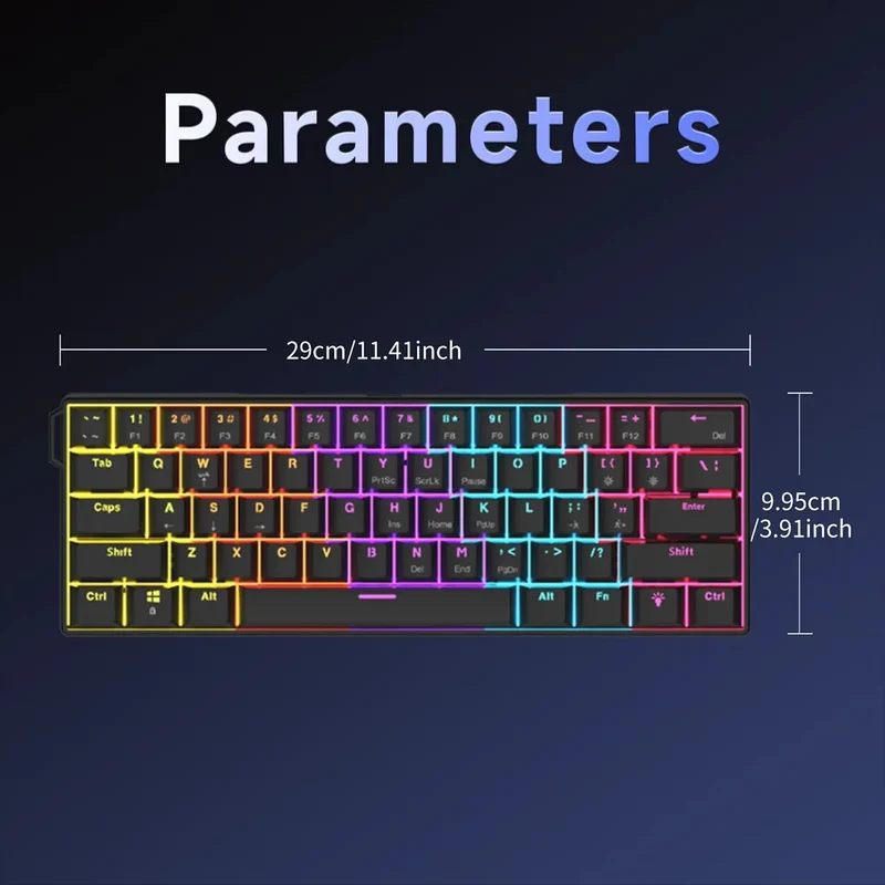 AJAZZ NK61 Wired Mechanical Keyboard 61 Keys 60% Compact Hot Swappable Red Switch RGB Backlit Portable for Gaming Laptop Gamer