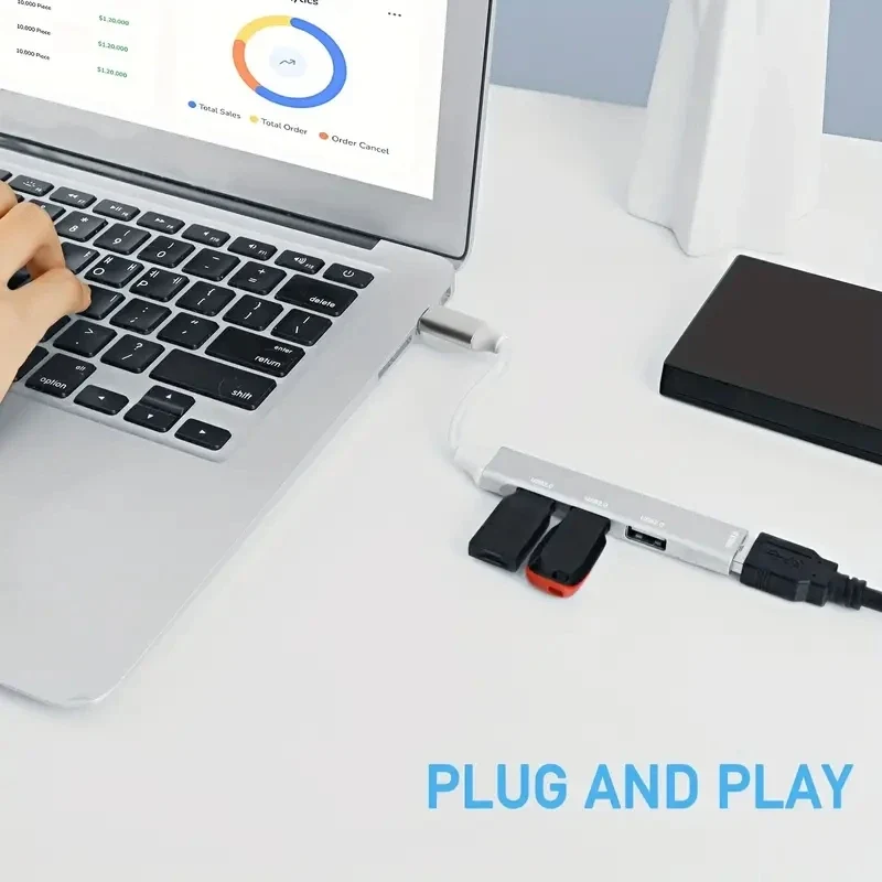 467 USB Dock Multi-Function Wire Divider High Speed Transmission One Drag Four Expanders for Mobile Phone Computer