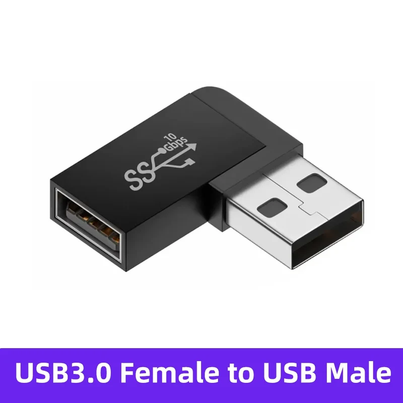 90 Right Angle USB 3.0 Extension Adapter Upward Elbow 10Gbps USB Connector for PC Male To Female Extension Plug Converter