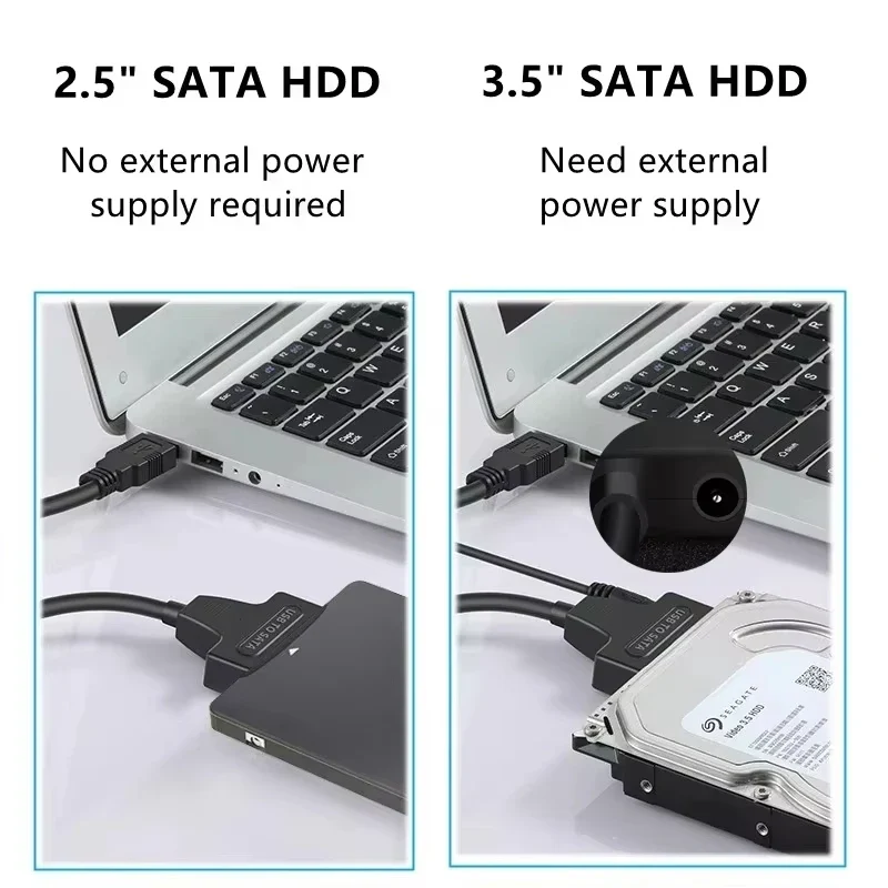 SATA to USB 3.0 Cable SATA III Hard Drive Adapter Converter for 2.5" 3.5" SSD HDD Hard Drive Disk with 12V/2A Power Adapterer