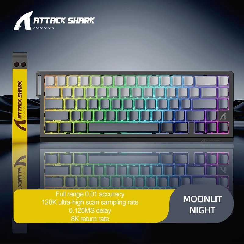 X68HE X68PRO ATTACK SHARK Magnetic Mechanical Keyboard 0.125ms Ultra Low Latency PO Cotton Silicone Fill RGB Backlit 8K Wired