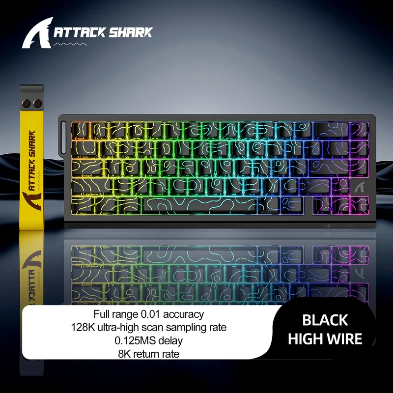 X68HE X68PRO ATTACK SHARK Magnetic Mechanical Keyboard 0.125ms Ultra Low Latency PO Cotton Silicone Fill RGB Backlit 8K Wired