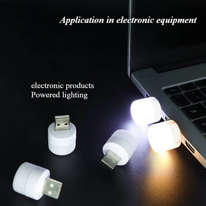 Small USB Night Light Computer Mobile Power Charging Mini Book Lamps LED Light Warm White Eye Protection Reading Light 1/10Pcs
