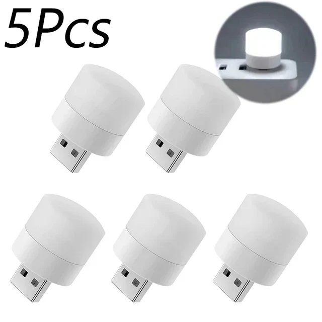 Small USB Night Light Computer Mobile Power Charging Mini Book Lamps LED Light Warm White Eye Protection Reading Light 1/10Pcs
