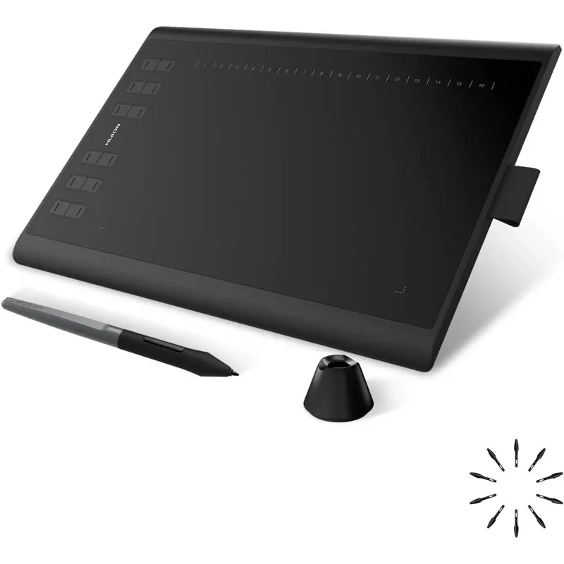 HUION Inspiroy H1060P Graphics Drawing Tablet with 8192 Pressure Sensitivity Battery-Free Stylus and 12 Customized Hot Keys, 10