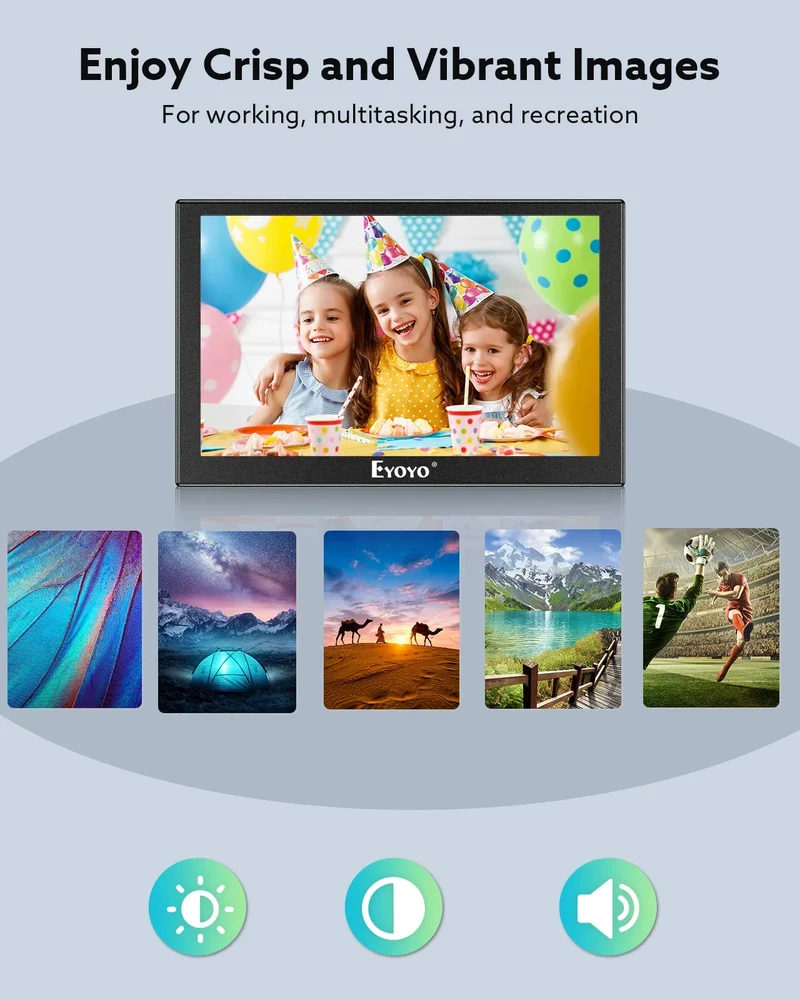 Eyoyo Portable External Monitor 5/7/8 Inches Mini LCD Screen TFT Panel with HDMI AV VGA Port For DVD/Computer/CCTV/Car Rear View