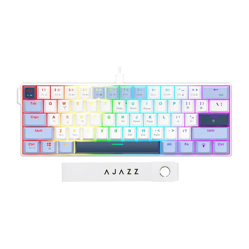 AJAZZ NK61 Wired Mechanical Keyboard, Mixed Backlight, Compact Mini Layout, Detachable USB-C Cable, Keycap Puller Included