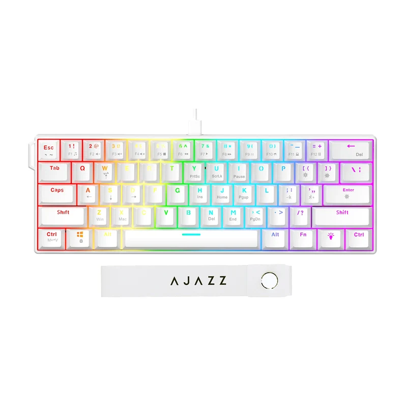 AJAZZ NK61 Wired Mechanical Keyboard, Mixed Backlight, Compact Mini Layout, Detachable USB-C Cable, Keycap Puller Included