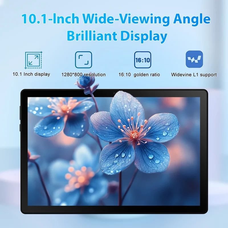 10.1 Inch Android 14 Tablet 12GB RAM 64GB ROM Face Unlock IPS HD Screen with Protective Case Stylus Keyboard Mouse Headphones