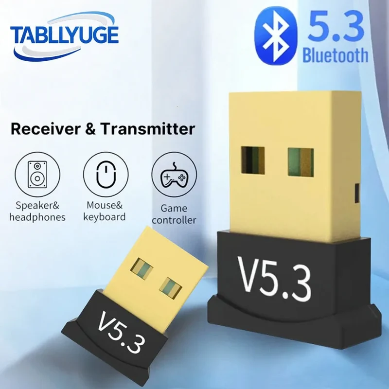 USB Bluetooth 5.3 Adapter for PC Laptop Computer Wireless Dongle Bluetooth Adapter Support Mouse Keyboard Windows 7/8.1/10/11
