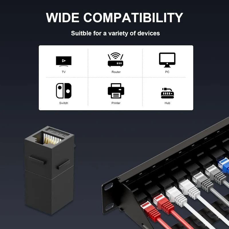 Natalink Patch Panel 24 Port Cat6 with Coupler Keystone Back Bar 19 Inch 1U Ethernet RJ45 Network Rackmount Coupler Patch Panel