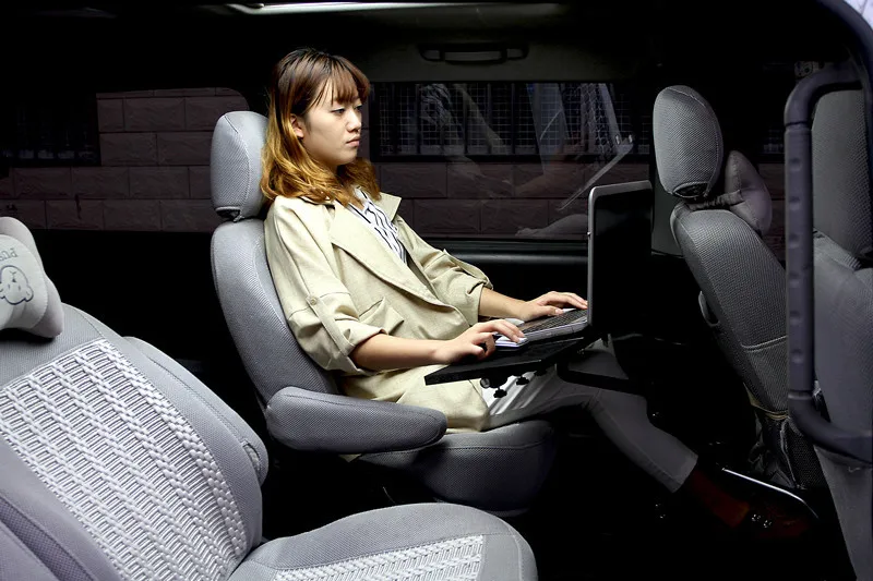 Full Motion 360degree Rotation Laptop Car Mount Stand Desk Car Dining Table Writing Board Notebook Tablet PC Holder With USB Fan