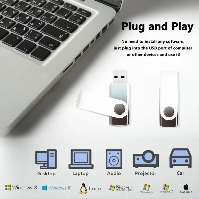 10Pack 4GB 32GB 128MB USB Flash Drives Gradient Color 2.0 Memory Stick Wholesale Bulk Swivel Design Thumb Drive for Data Storage