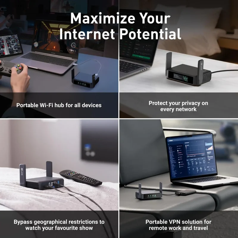 GL.iNet GL-BE3600 (Slate 7) Wi-Fi 7 Travel Router Dual-band Portable Travel Router, Pocket WiFi 7, 2.5G Router, Portable VPN Routers WiFi for Travel, Public Computer Routers, Business Trip, Mobile/RV/Cruise/Plane