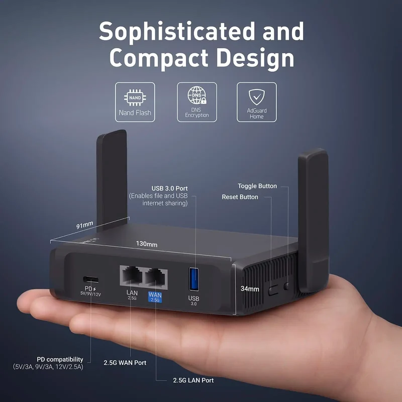 GL.iNet GL-BE3600 (Slate 7) Wi-Fi 7 Travel Router Dual-band Portable Travel Router, Pocket WiFi 7, 2.5G Router, Portable VPN Routers WiFi for Travel, Public Computer Routers, Business Trip, Mobile/RV/Cruise/Plane