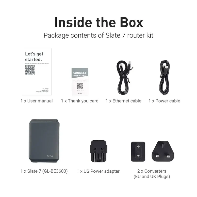 GL.iNet GL-BE3600 (Slate 7) Wi-Fi 7 Travel Router Dual-band Portable Travel Router, Pocket WiFi 7, 2.5G Router, Portable VPN Routers WiFi for Travel, Public Computer Routers, Business Trip, Mobile/RV/Cruise/Plane