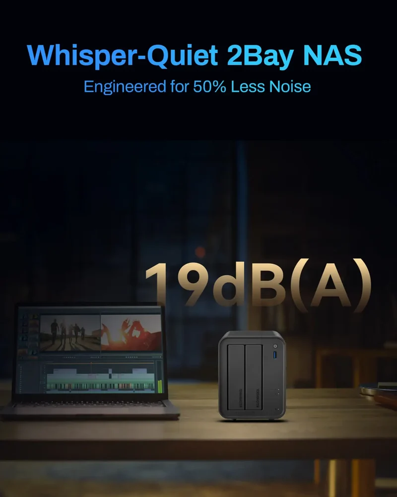 TERRAMASTER F2-425 2-Bay NAS Storage –Intel x86 Quad-Core CPU, 4GB RAM, Network Attached Storage (Diskless)