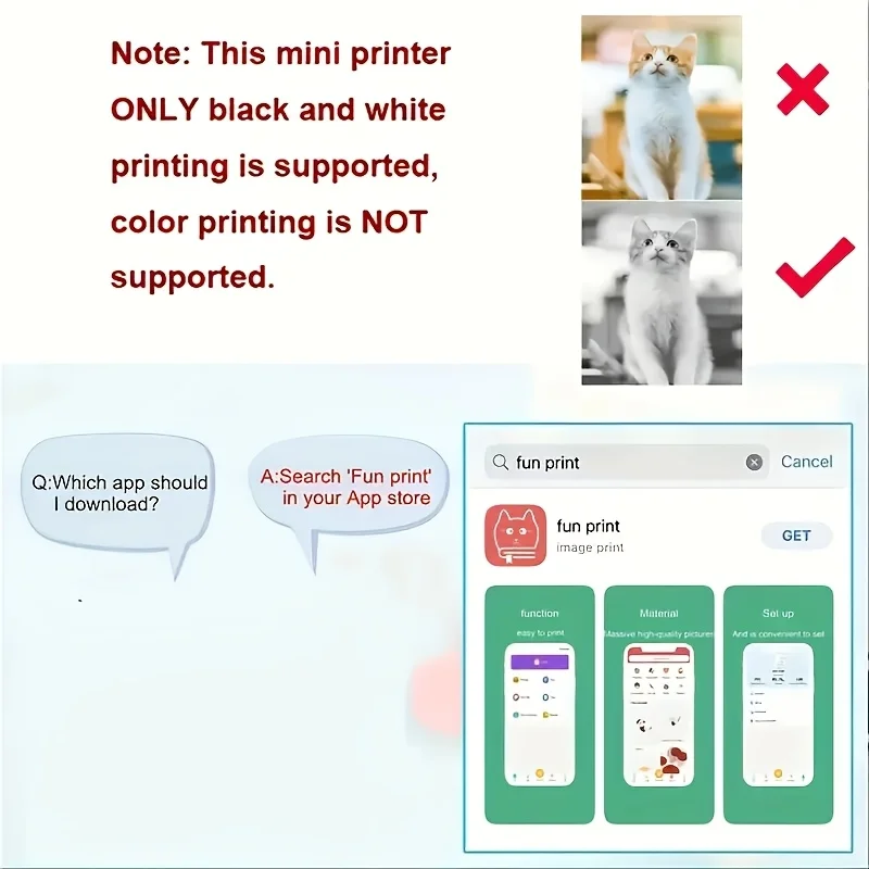 Wireless Portable Mini Thermal Photo Printer with Mobile App USB Charging for Thermal Paper Photos & Notes Ideal for Offices Supermarkets Android/iPhone