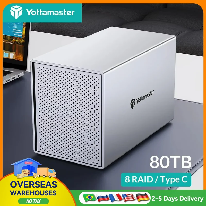 【Local Warehouse!】Yottamaster Aluminum PS500C3 USB3.1 Type C External Hard Drive Enclosure for 2.5" 3.5" SATA HDD SSD Storage