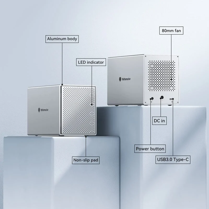 【Local Warehouse!】Yottamaster Aluminum PS500C3 USB3.1 Type C External Hard Drive Enclosure for 2.5" 3.5" SATA HDD SSD Storage