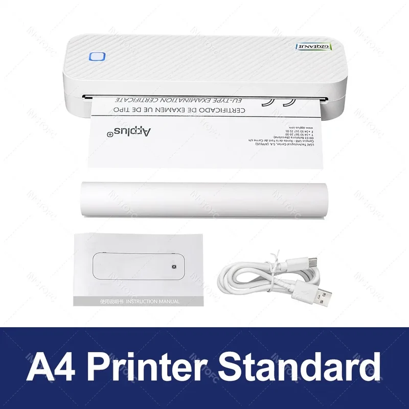 Portable A4 Thermal Printer Bluetooth Photos PDF Document Printing Machine Folded Rolls Paper For Office Work Home School Travel