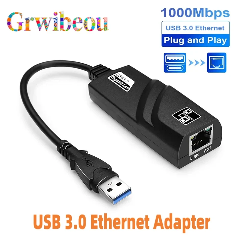 GRWIBEOU 1000Mbps Wired USB 3.0 TypeC USB To Lan Ethernet Adapter Network Card for PC Macbook Windows Laptop