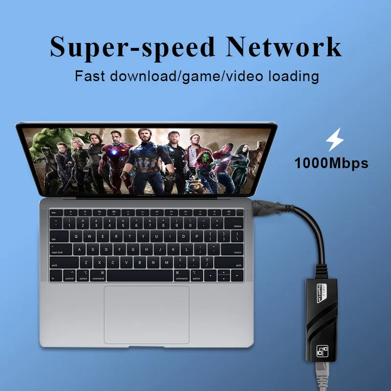 GRWIBEOU 1000Mbps Wired USB 3.0 TypeC USB To Lan Ethernet Adapter Network Card for PC Macbook Windows Laptop