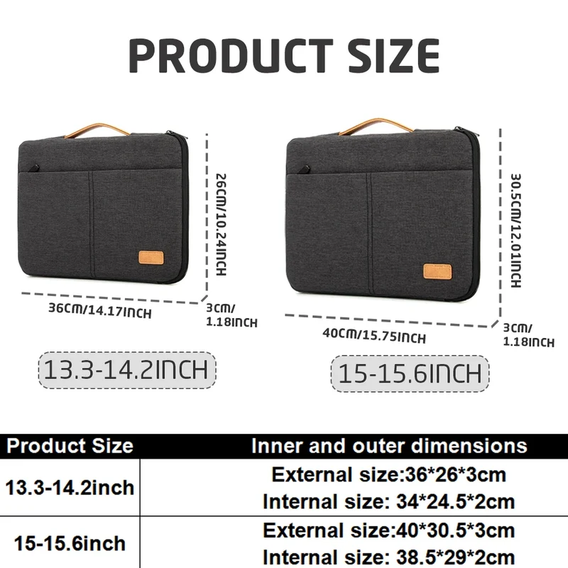 Protective Laptop Sleeve Case for 13.3-14.2 15-15.6 Inch New MacBook Pro M3 Max M2 M1 Slim Carrying Laptop Bag Men Women