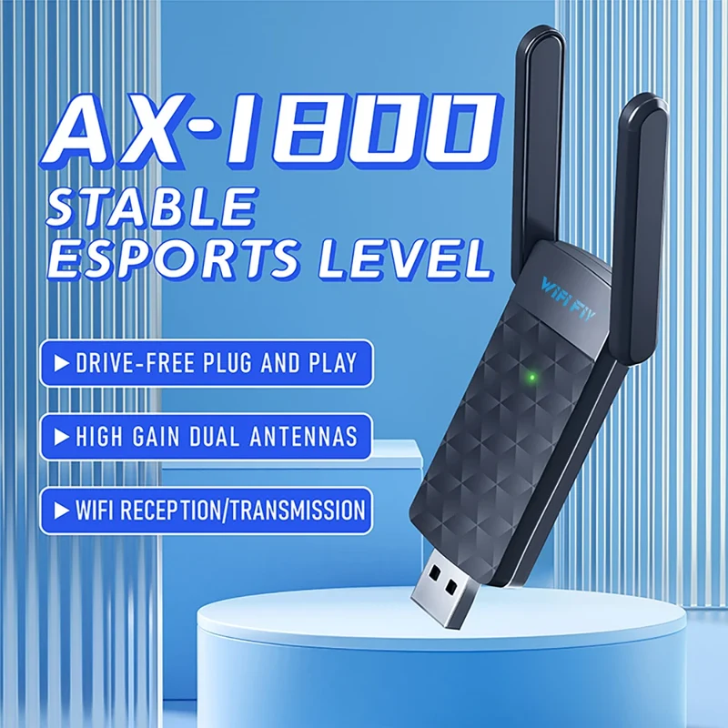 WiFi 6 USB3.0 Adapter 1800Mbps 5G/2.4GHz USB Wi-fi Dongle Wireless 802.11ax Network Card High Gain Antenna For Windows 10 11