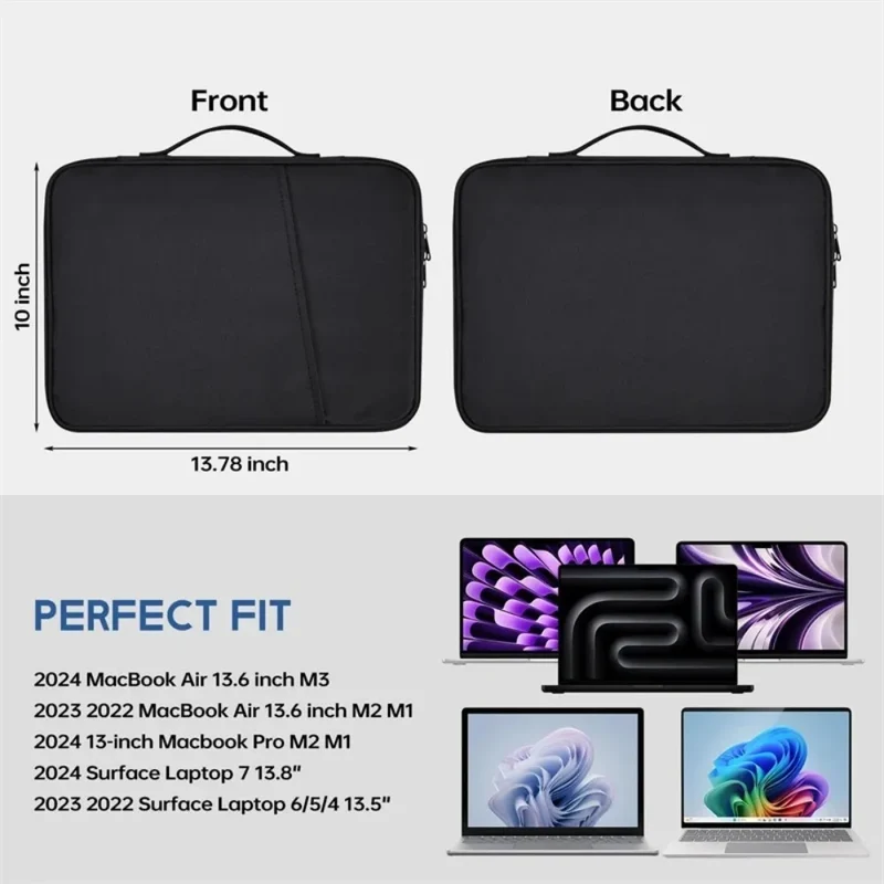 Waterproof Shockproof Handle Bag, Laptop Sleeve Case for Macbook Air, 11, 12, 13, 13.6 Inch, M4, M3, M2 Chip, Cover Accessories