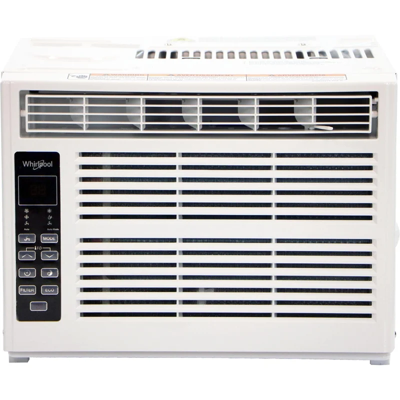 Whirlpool 6,000 BTU Window Air Conditioner with Dehumidifier, 115V, Window AC for Rooms up to 250 Sq. Ft., Living Room, Bedroom,