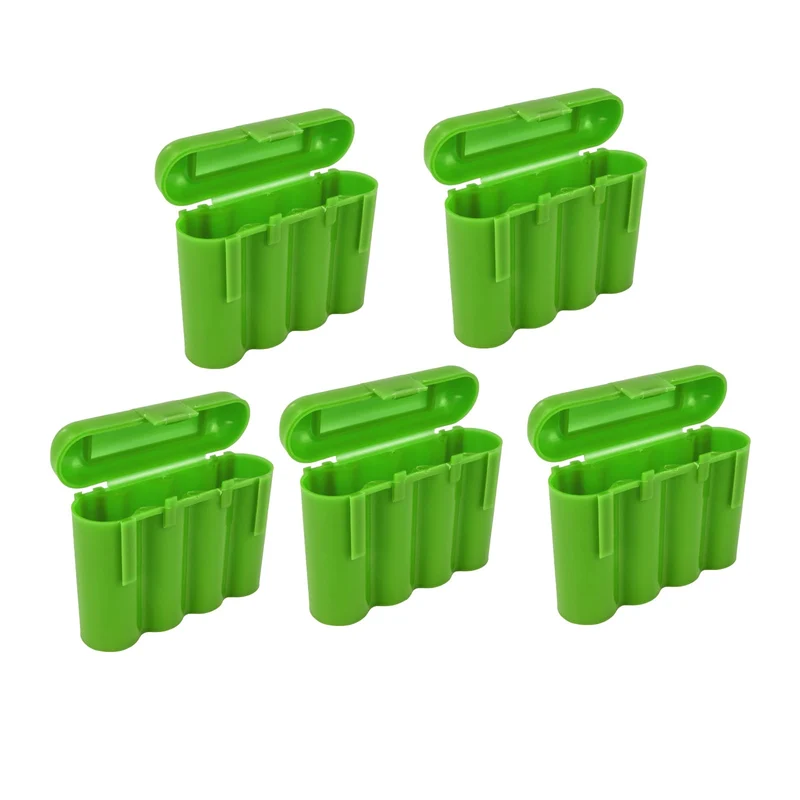 Powertron AA AAA CR123A Green Battery Holder Storage Case 5 Cases