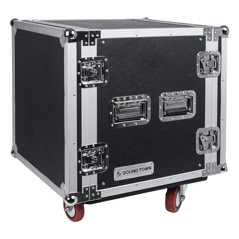 Sound Town 12U PA/DJ Rack/Road Case, 12Space, with 21 Rackable Depth, Casters, Plywood, Metal Ball Corners Pro Tour Grade