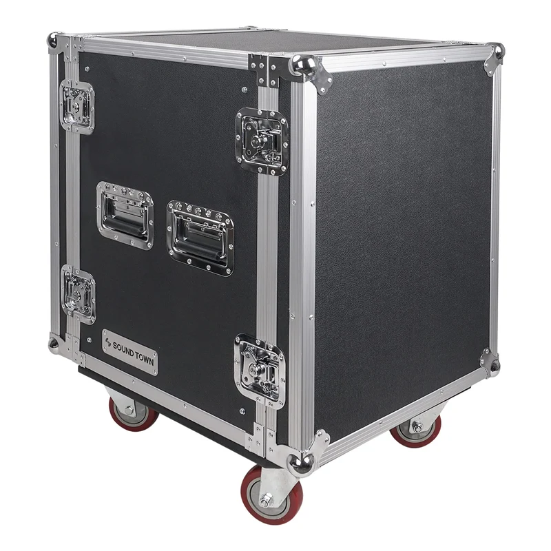 Sound Town 14U PA/DJ Rack/Road Case, 14Space, with 21 Rackable Depth, Casters, Plywood, Metal Ball Corners (STRC14UW)